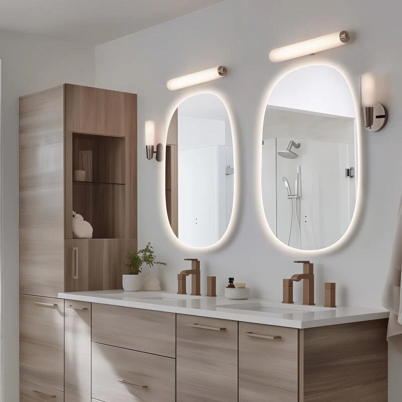 Pera 600 x 1000 Curved Touchless LED Mirror - Three Light Temperatures - Image 2