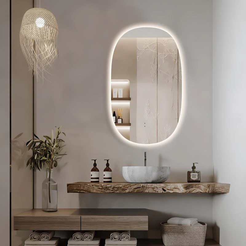 Pera 600 x 1000 Curved Touchless LED Mirror - Three Light Temperatures - Image 3