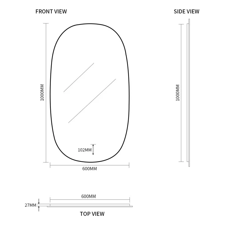 Pera 600 x 1000 Curved Touchless LED Mirror - Three Light Temperatures - Image 7