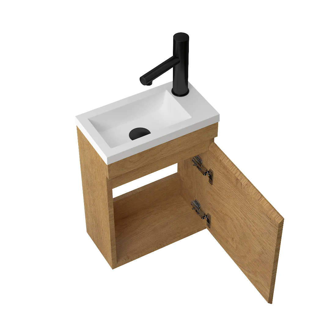 Piccolo 400 Fine Oak Wall Hung Vanity - Image 2