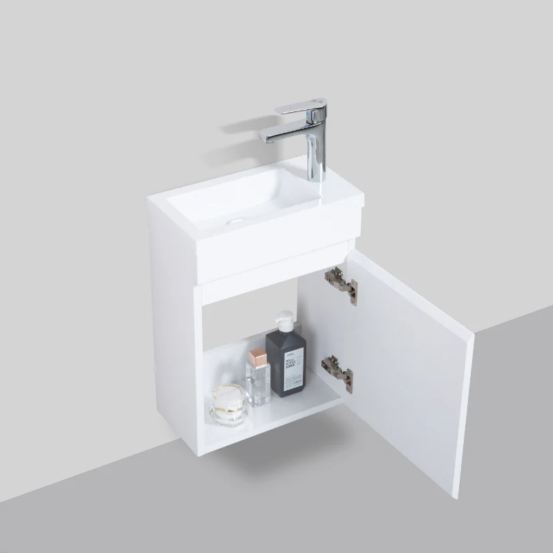 Piccolo 400 High Gloss White Wall Hung Vanity - Image 2