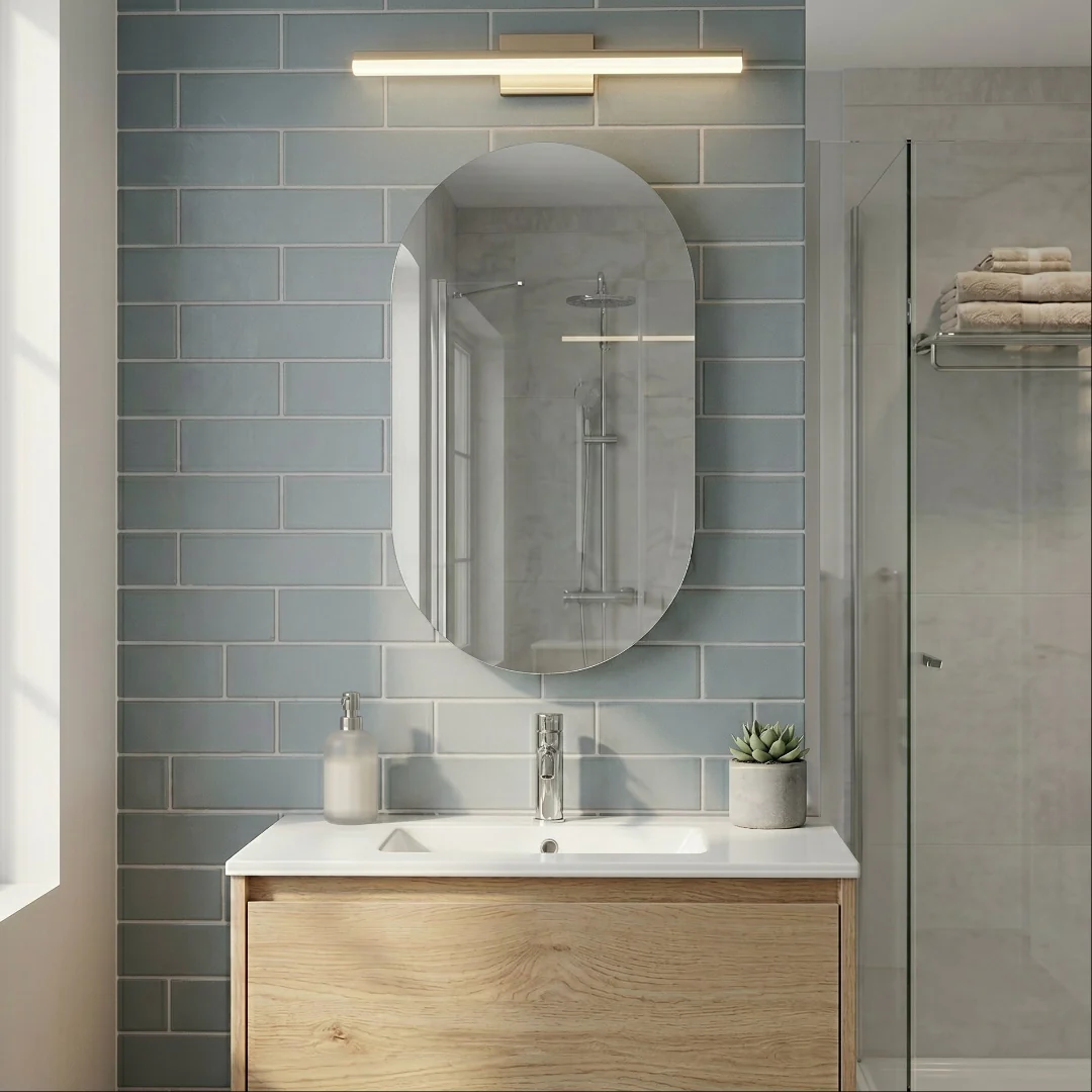 Pill 450 x 900 Matte White Oval Shaving Cabinet