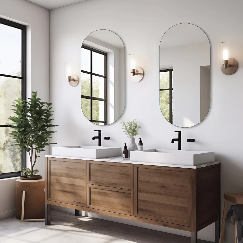 Pill Oval 450 x 900 Polished Edge Mirror - Image 2