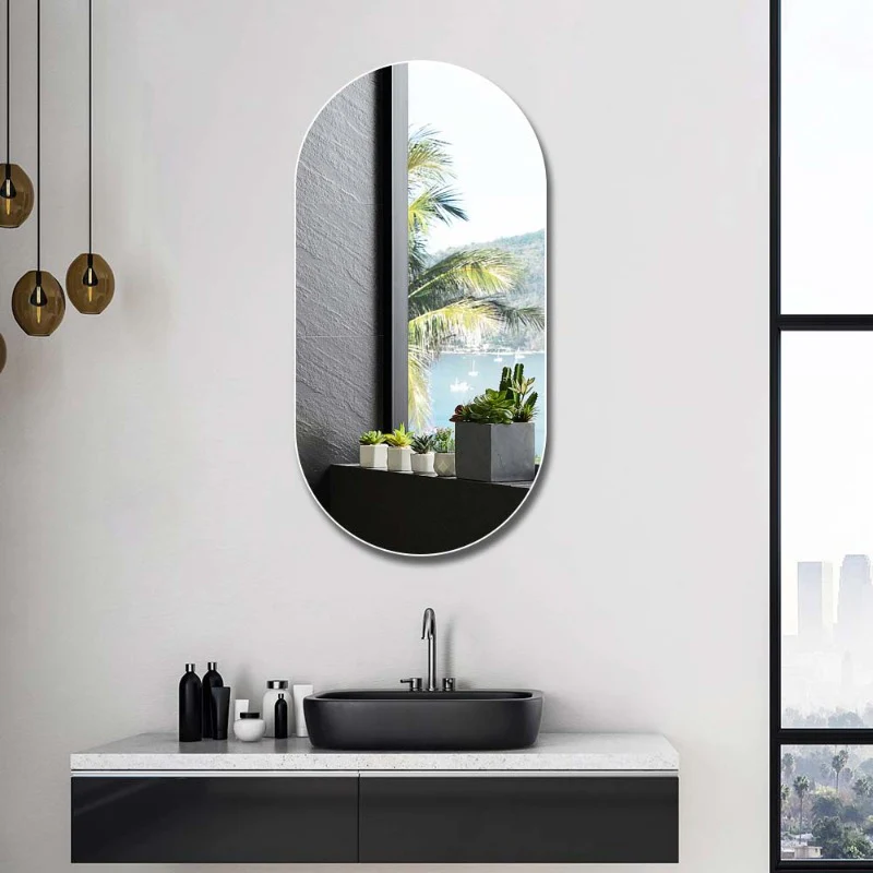 Pill Oval 450 x 900 Polished Edge Mirror - Image 3