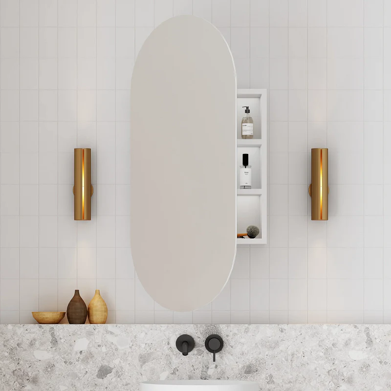 Pill Oval Matte White Shaving Cabinet - Image 5