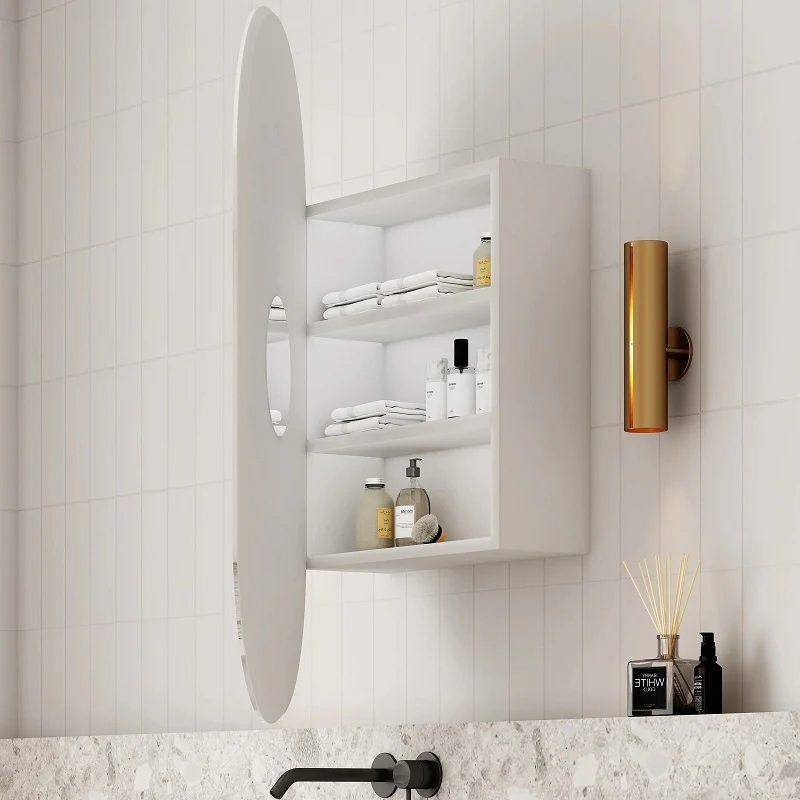 Pill Oval Matte White Shaving Cabinet - Image 6