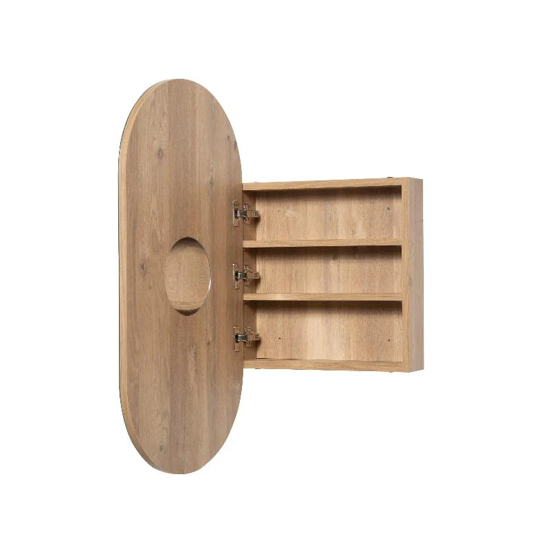 Pill Oval Natural Oak Shaving Cabinet - Image 3
