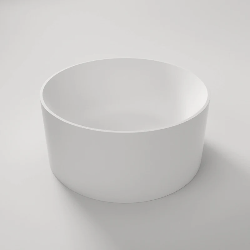 Ravella 1280mm Gloss White Round Freestanding Bath Tub - Image 3