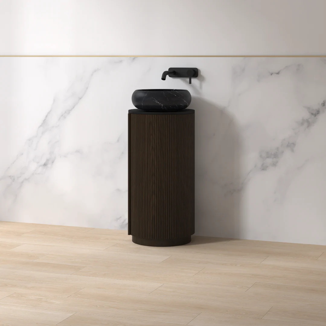 Ravella 400mm Round Black Walnut Fluted Pedestal - Image 4