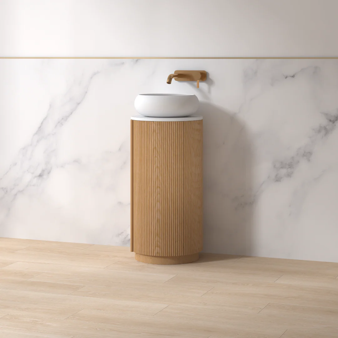Ravella 400mm Round Light Walnut Fluted Pedestal - Image 4