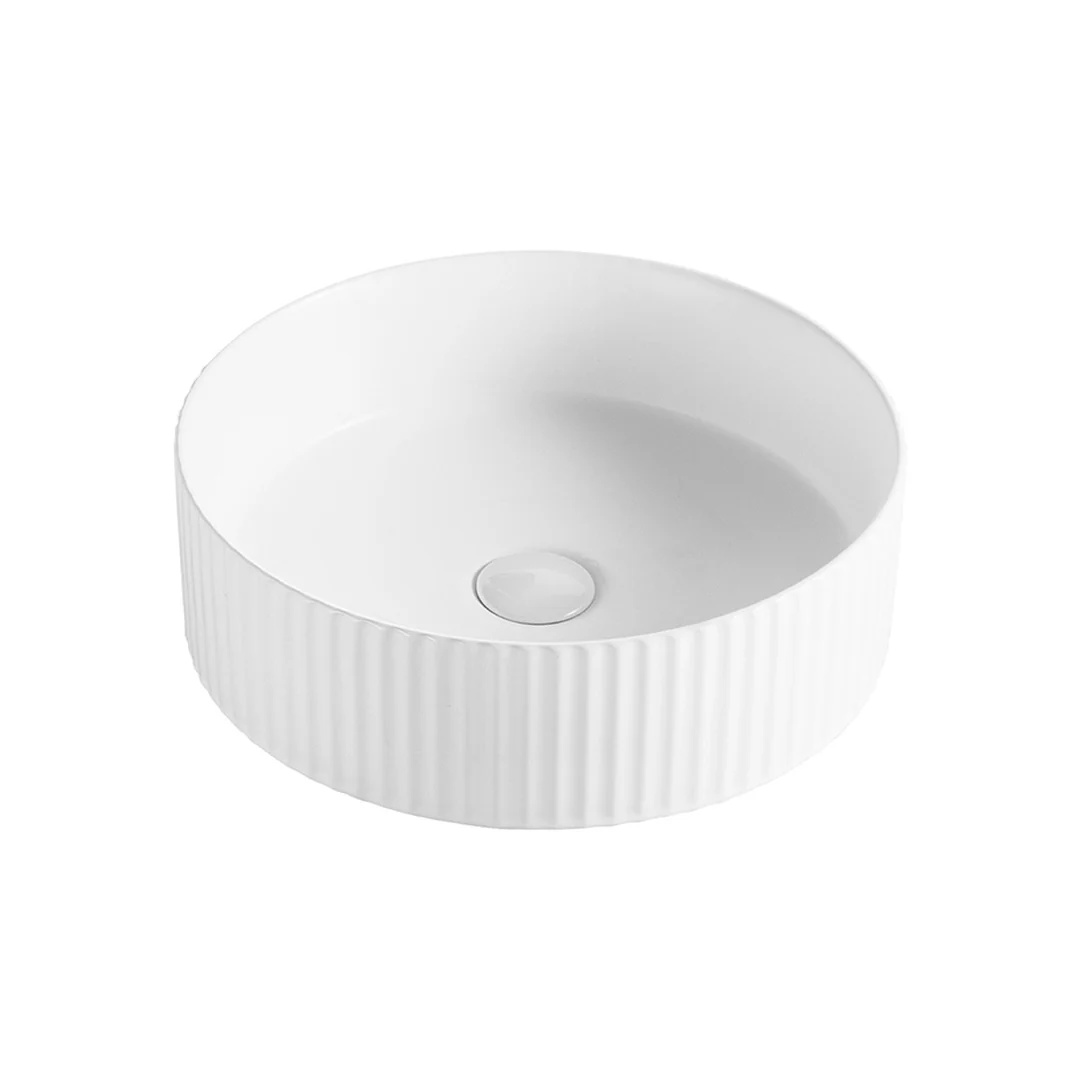Rema 400 Gloss White Round Fluted Above Counter Basin