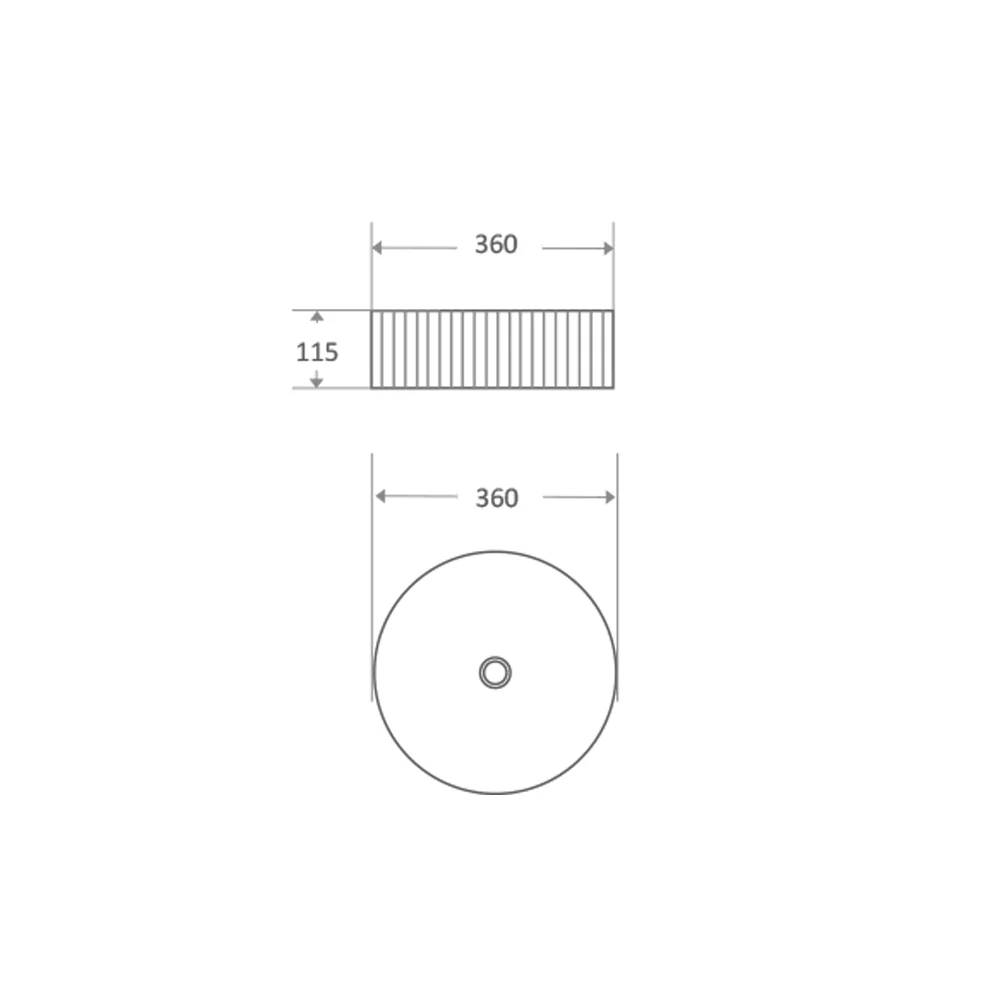 Riva 360mm Fluted Round Gloss White Above Counter Basin - Image 2