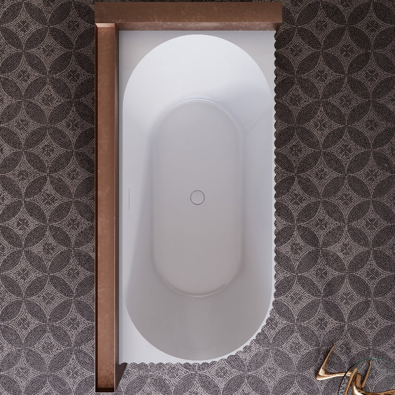 Rivata Fluted 1700mm Matte White Right Corner Fit Designer Round Freestanding Bath - Image 2