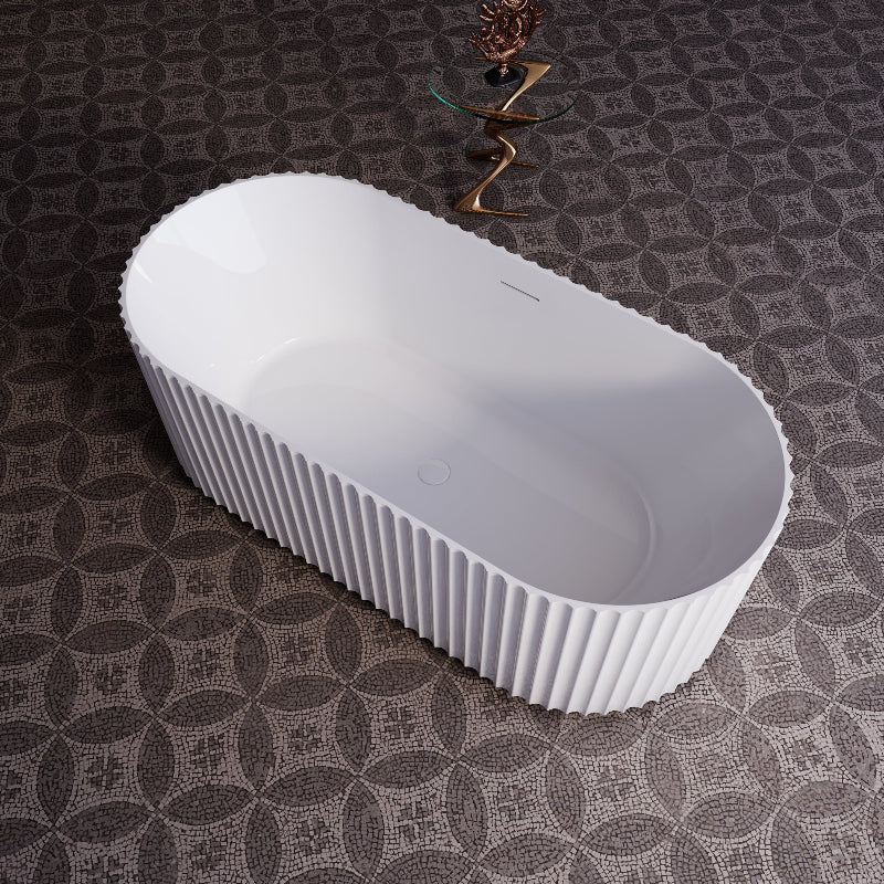 Rivata Fluted 1500mm Matte White Designer Round Freestanding Bath - Image 3