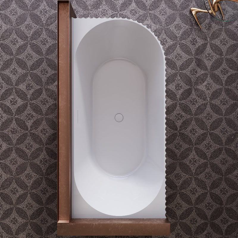 Rivata Fluted 1700mm Matte White Left Corner Fit Designer Round Freestanding Bath - Image 2