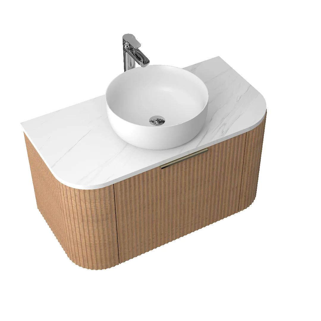 Ronda 1200 Curved Desert Oak Fluted Wall Hung Vanity - Image 2