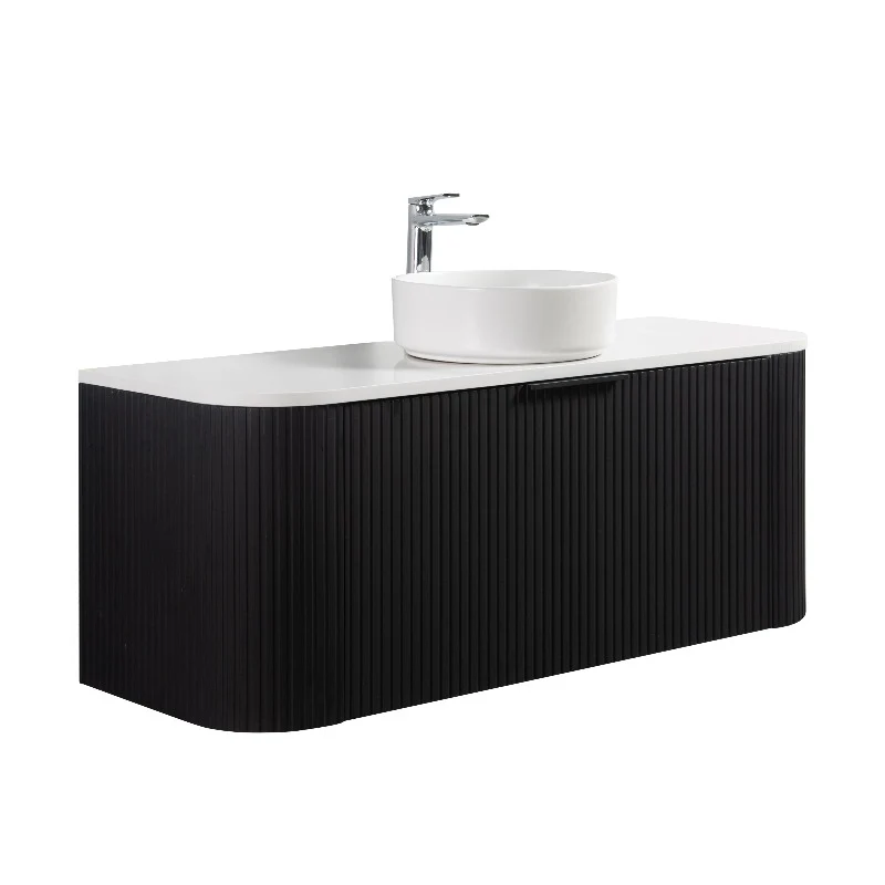 Ronda 1200 Curved Matte Black Fluted Wall Hung Vanity - Image 6