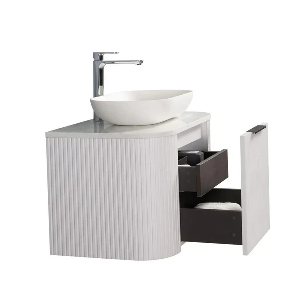 Ronda 1200 Curved Matte White Fluted Wall Hung Vanity - Image 2