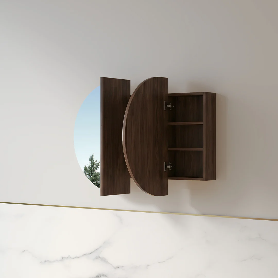 Ronda 1200mm Alder Walnut Oval Shaving Cabinet - Image 2