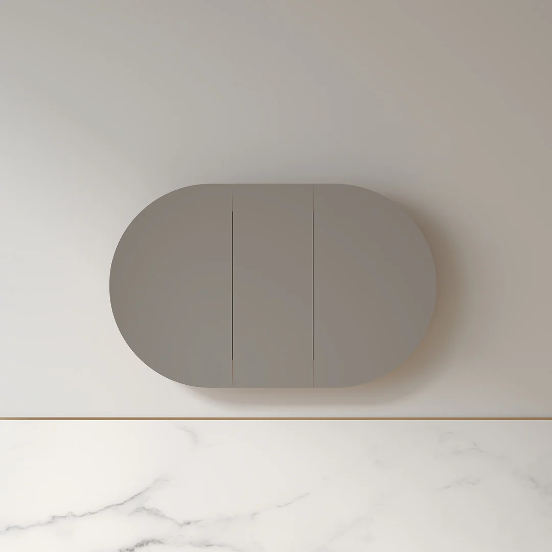 Ronda 1200mm Light Walnut Oval Shaving Cabinet - Image 3