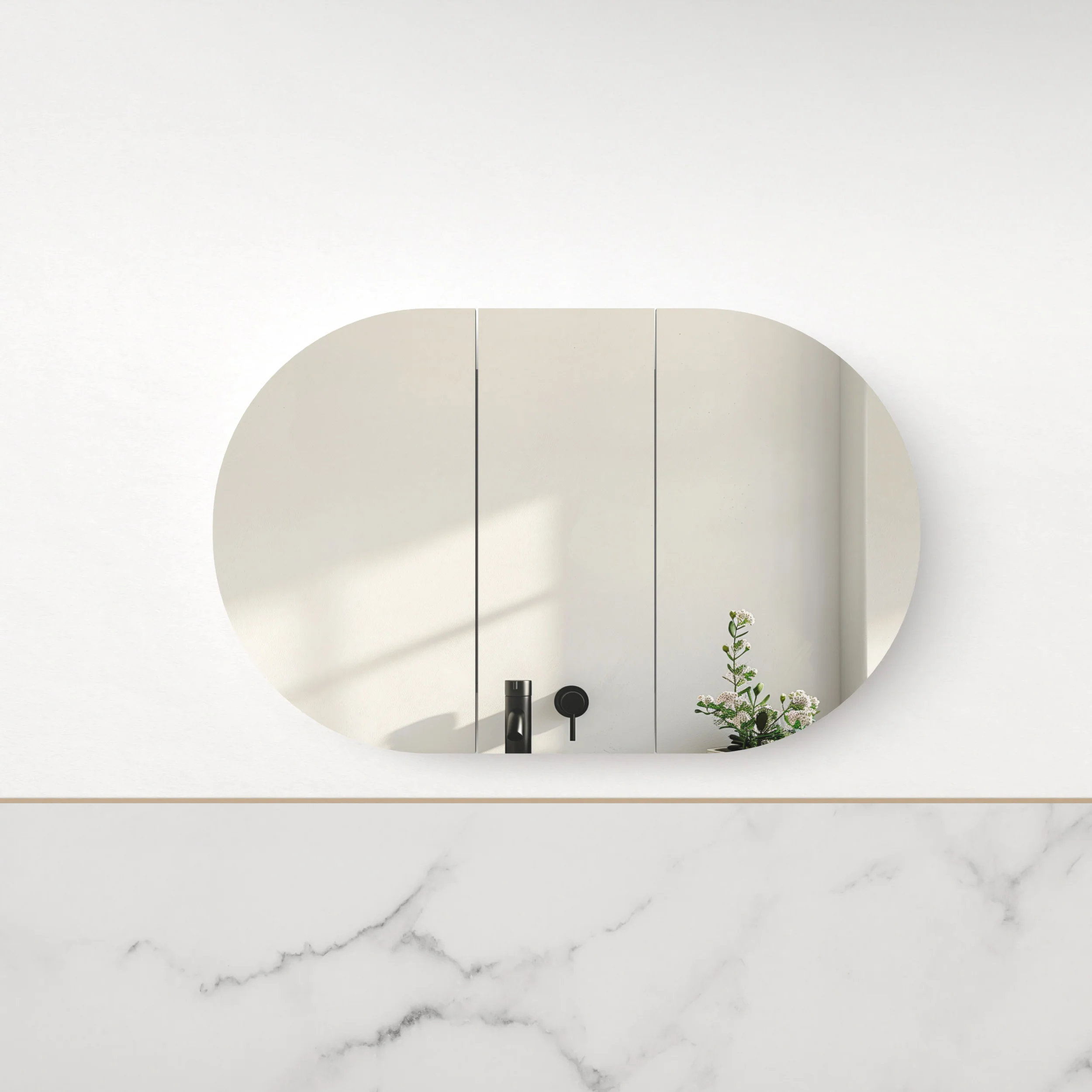 Ronda 1200mm Matte White Oval Shaving Cabinet