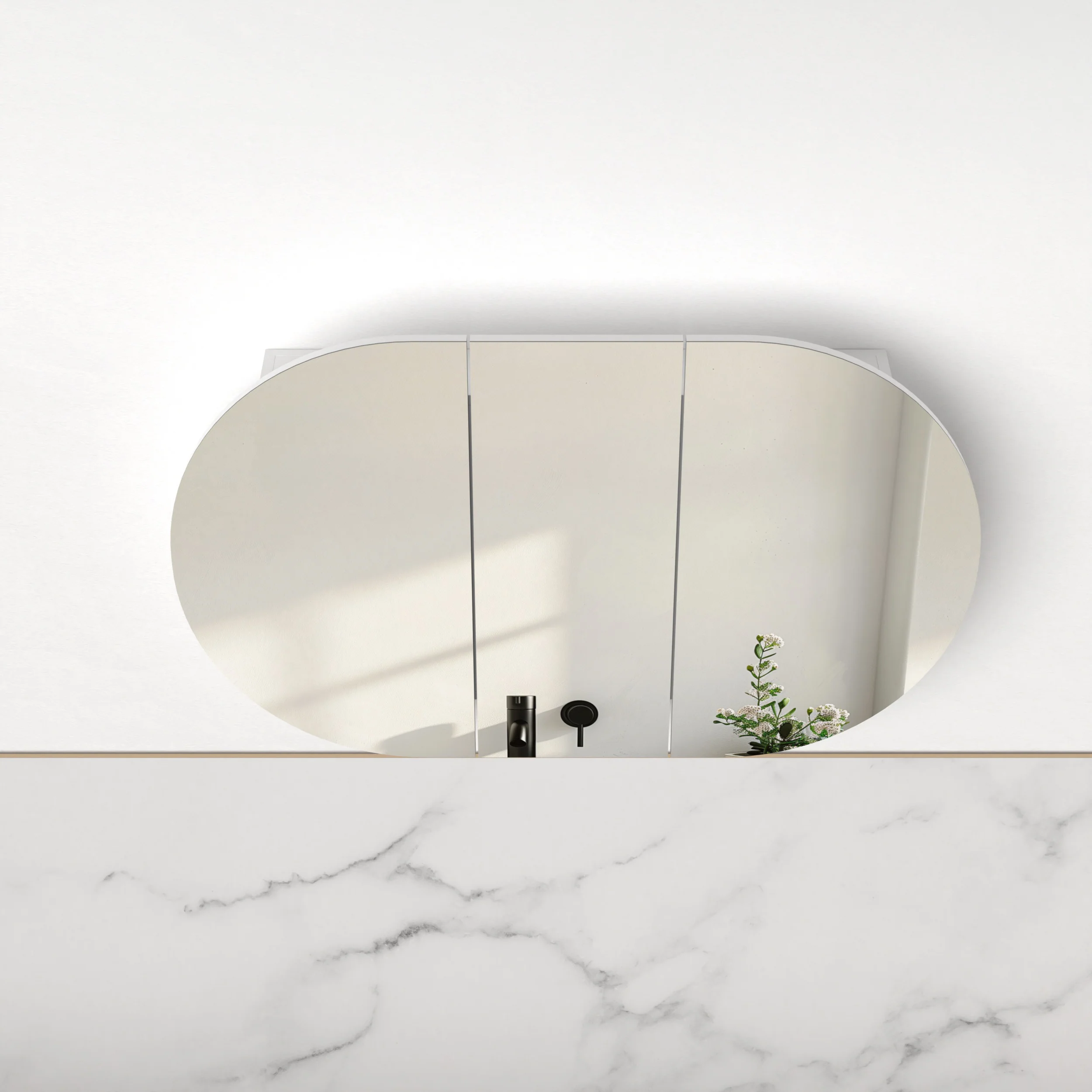 Ronda 1200mm Matte White Oval Shaving Cabinet - Image 2