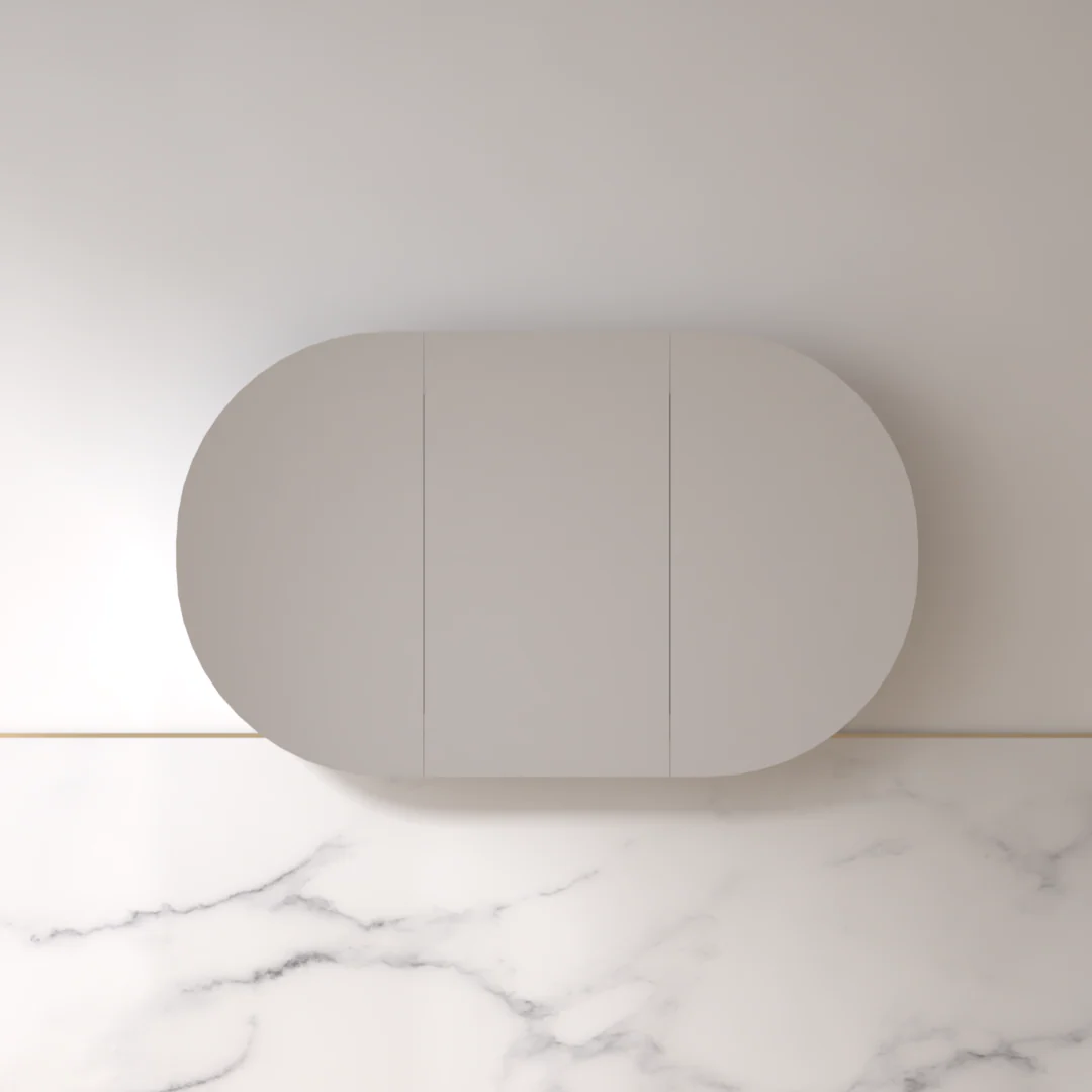 Ronda 1500mm Matte White Oval Shaving Cabinet