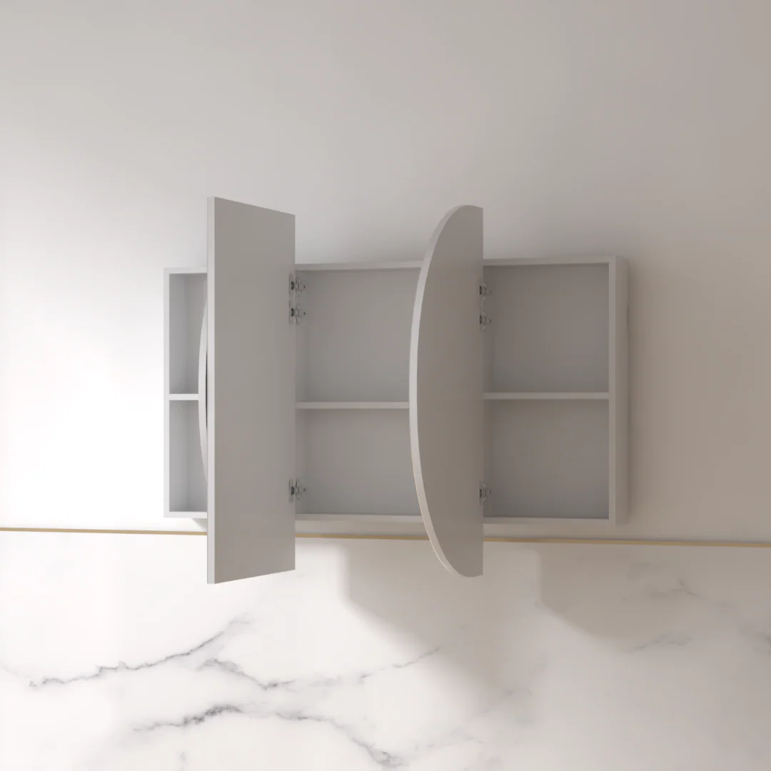 Ronda 1500mm Matte White Oval Shaving Cabinet - Image 2