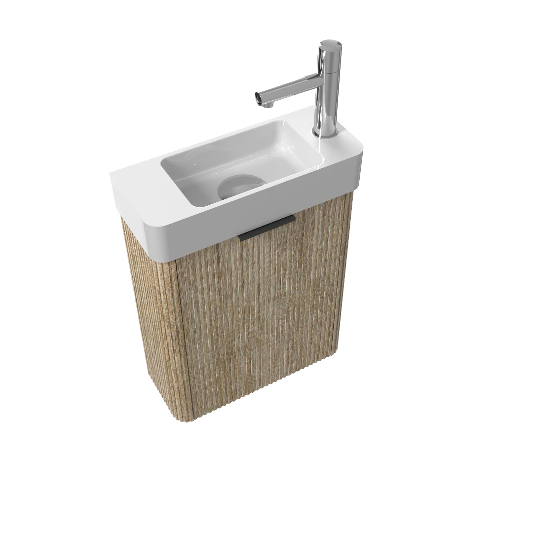 Ronda 450 Curved Fluted White Oak Wall Hung Vanity - Image 2