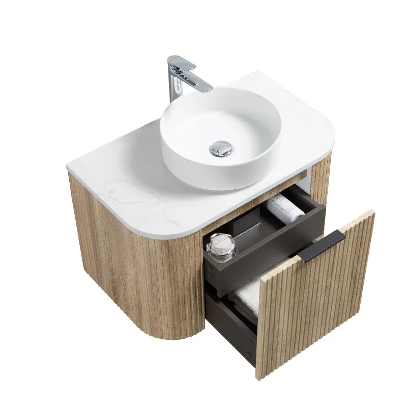 Ronda 750 Curved White Oak Fluted Wall Hung Vanity - Image 6