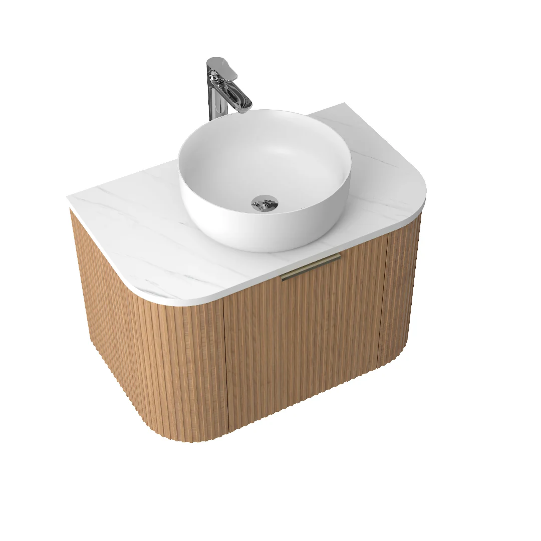 Ronda 750 Curved Desert Oak Fluted Wall Hung Vanity - Image 2