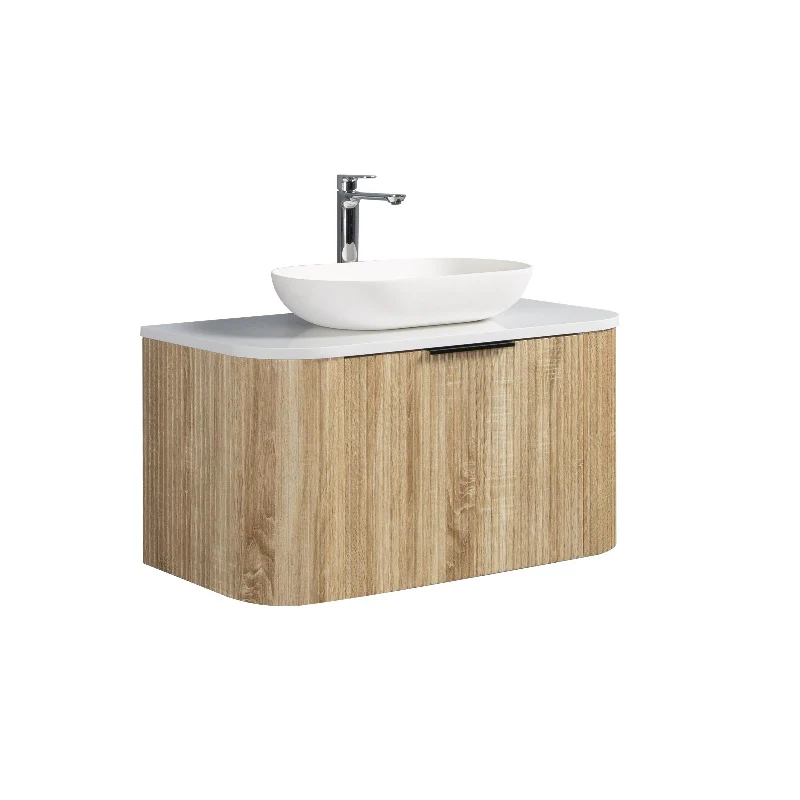 Ronda 900 Curved White Oak Fluted Wall Hung Vanity - Image 4