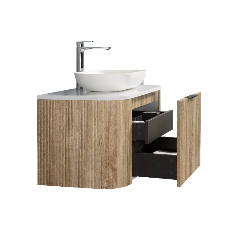 Ronda 900 Curved White Oak Fluted Wall Hung Vanity - Image 5
