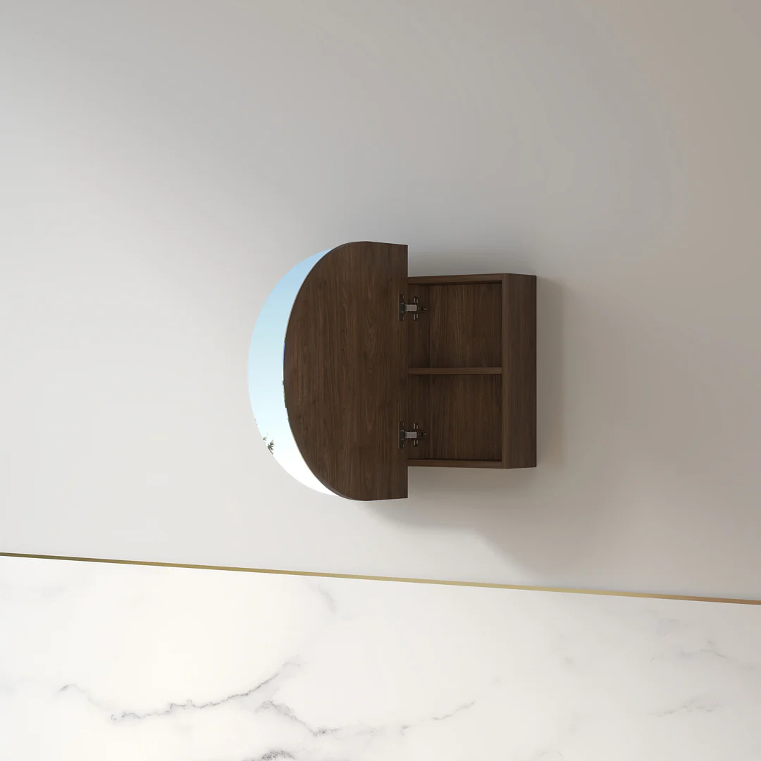 Ronda 900mm Alder Walnut Oval Shaving Cabinet - Image 2