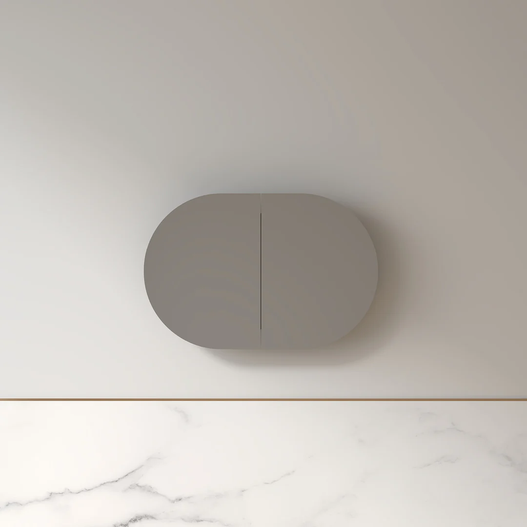 Ronda 900mm Alder Walnut Oval Shaving Cabinet - Image 3