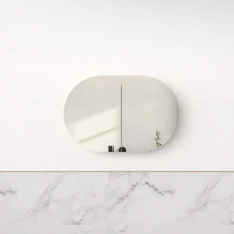 Ronda 900mm Matte White Oval Shaving Cabinet