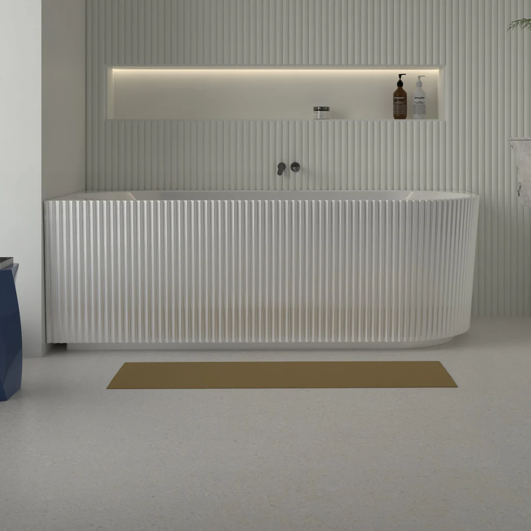 Ronda Fluted Gloss White 1700mm V Groove Left Corner Fit Round Freestanding Bath