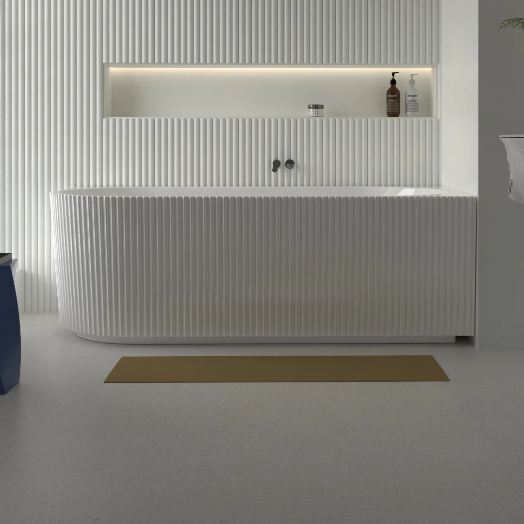 Ronda Fluted Gloss White 1700mm V Groove Right Corner Fit Round Freestanding Bath