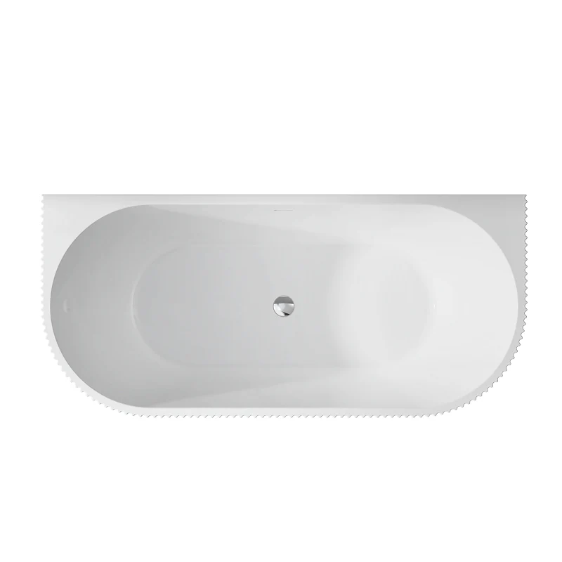 Ronda Fluted Gloss 1700mm V Groove Back to Wall Round Freestanding Bath - Image 4