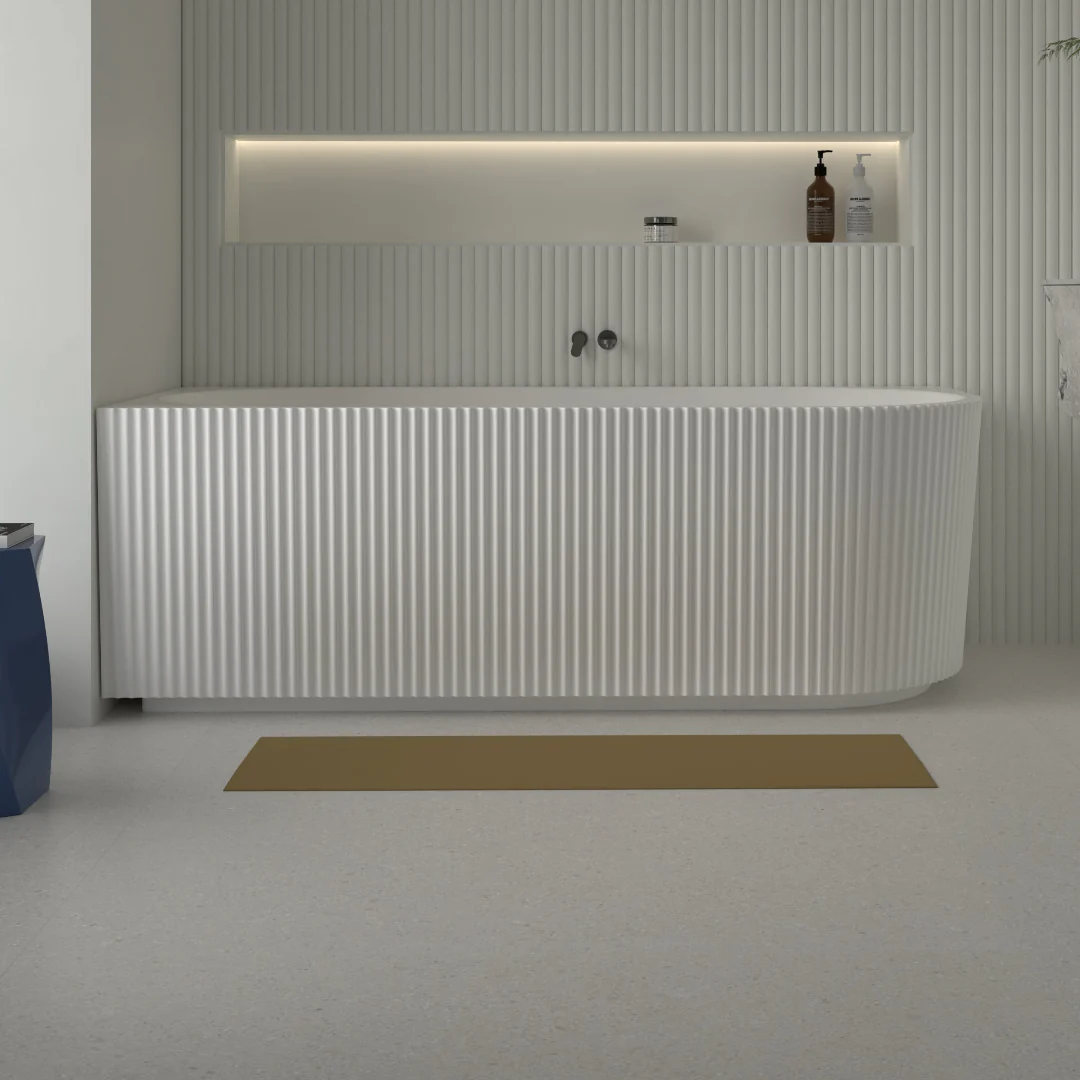 Ronda Fluted Matte White 1700mm V Groove Left Corner Fit Round Freestanding Bath