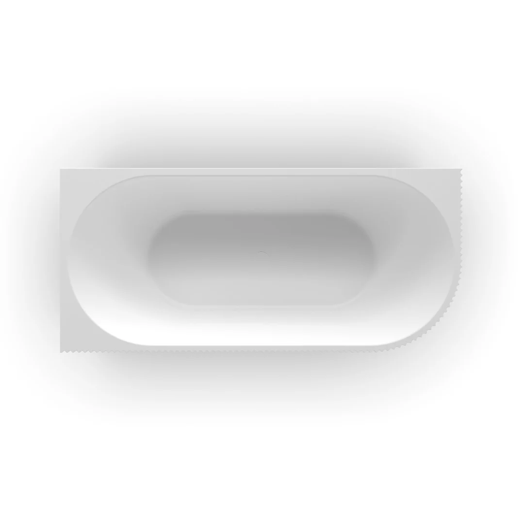 Ronda Fluted Matte White 1700mm V Groove Left Corner Fit Round Freestanding Bath - Image 3
