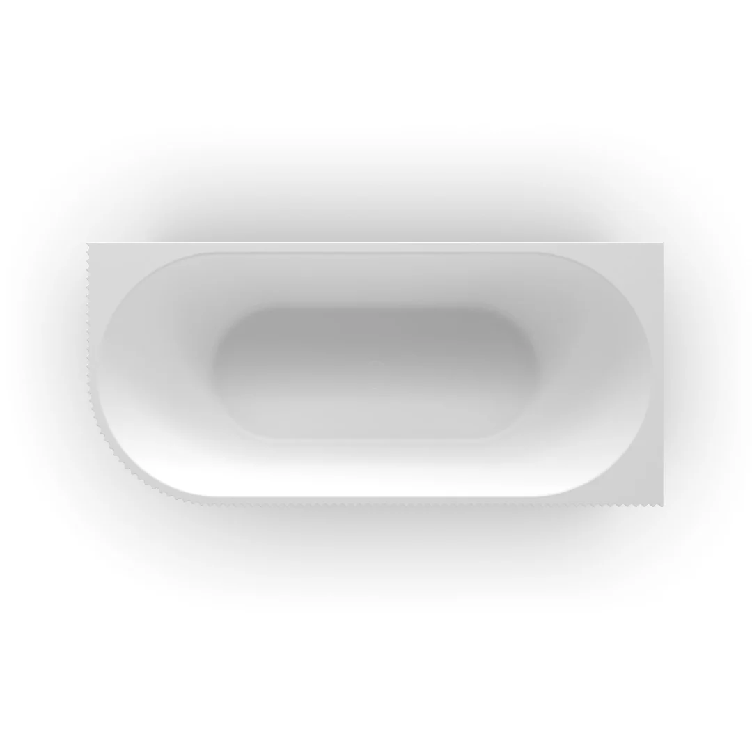 Ronda Fluted Matte White 1700mm V Groove Right Corner Fit Round Freestanding Bath - Image 2