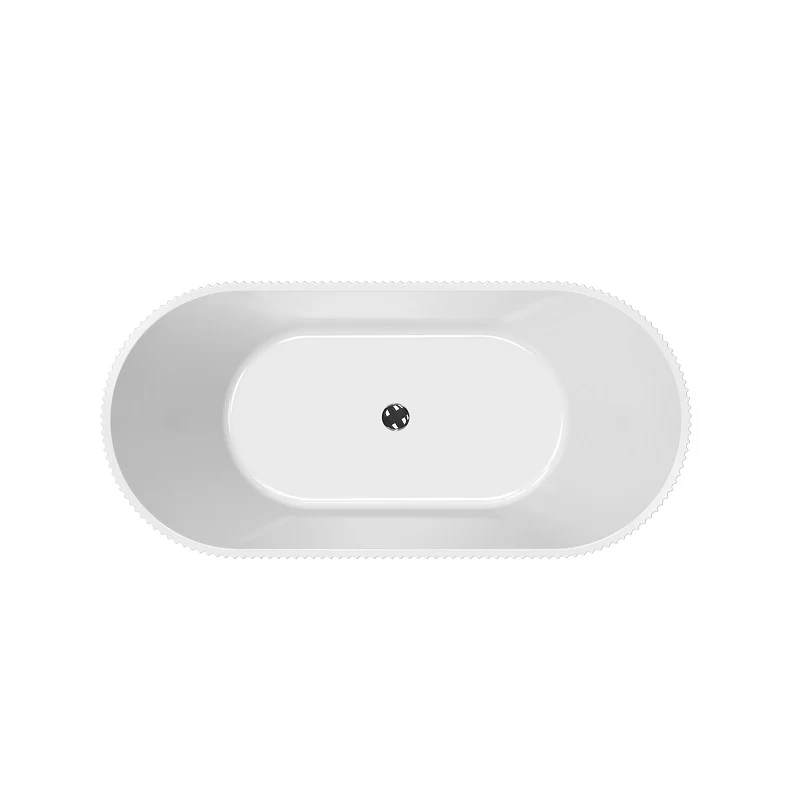 Ronda Fluted Matte White 1500mm V Groove Round Freestanding Bath - Image 4