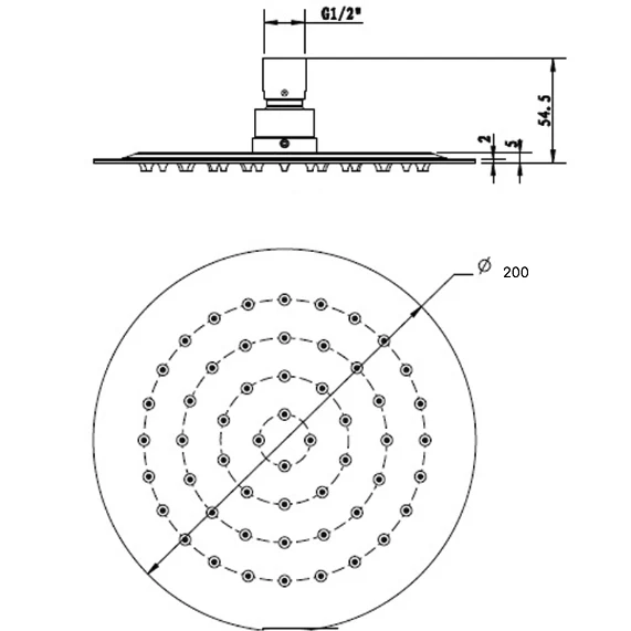 Round 200 mm Slim Shower Head - Image 2