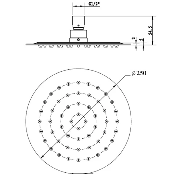 Round 250 mm Slim Shower Head - Image 2