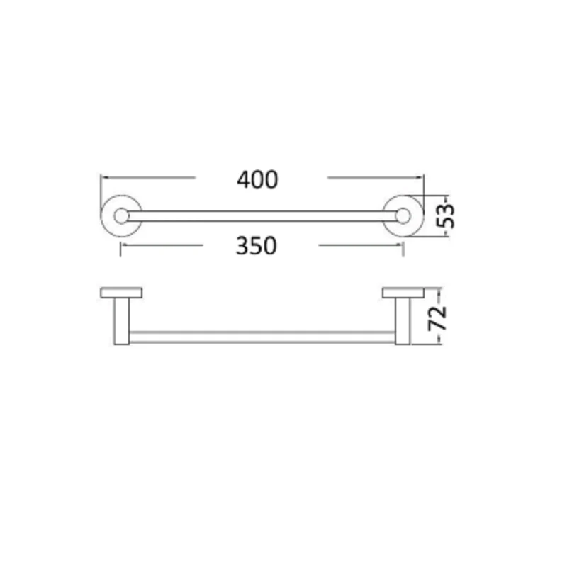 Round 350 mm Chrome Towel Bar - Image 2
