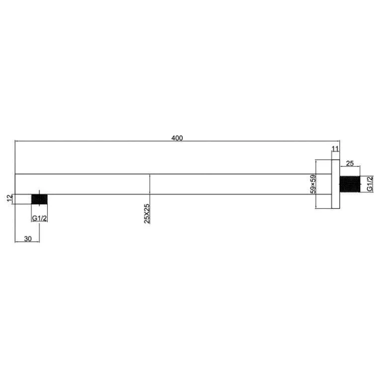 Round 400 mm Black Shower Arm - Image 2