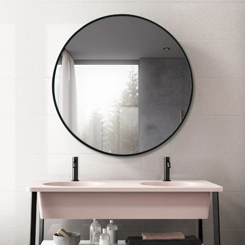 Round 600mm Matte Black Framed Mirror - Image 2