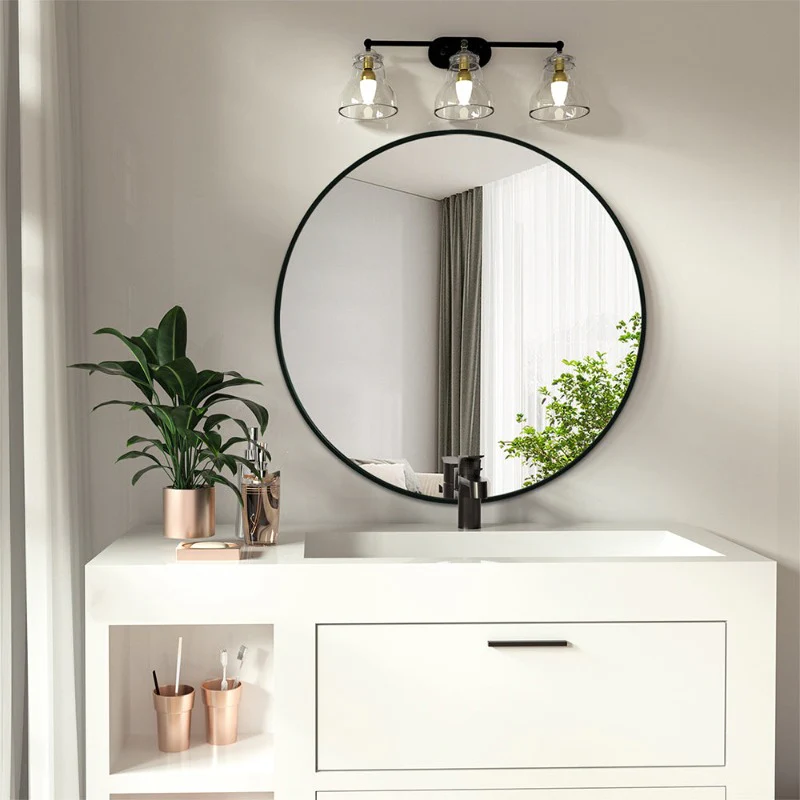 Round 600mm Matte Black Framed Mirror - Image 4