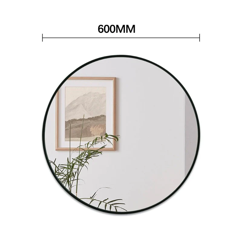 Round 600mm Matte Black Framed Mirror - Image 6